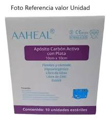 Apósito Carbón Activado + Plata 10x10 cm AAHeal – Cobertura Antimicrobiana para Heridas Complejas
